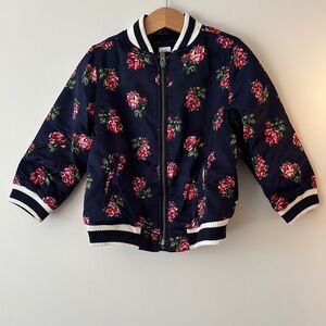 Floral Kids Jacket - Black with Pink Accents
